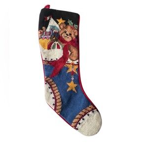 VTG 1991 Needlepoint Christmas Stocking IMPERIAL ELEGANCE TEDDY BEAR Gifts